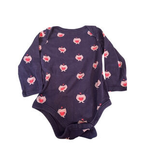 Baby Gap Navy Blue Cat Heart Long Sleeve One Piece Baby Boy 12–18 Months